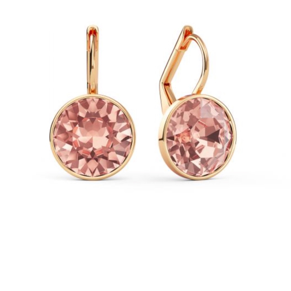 Bella Earrings with 4 Carat Vintage Rose Crystals Rose Gold Plated